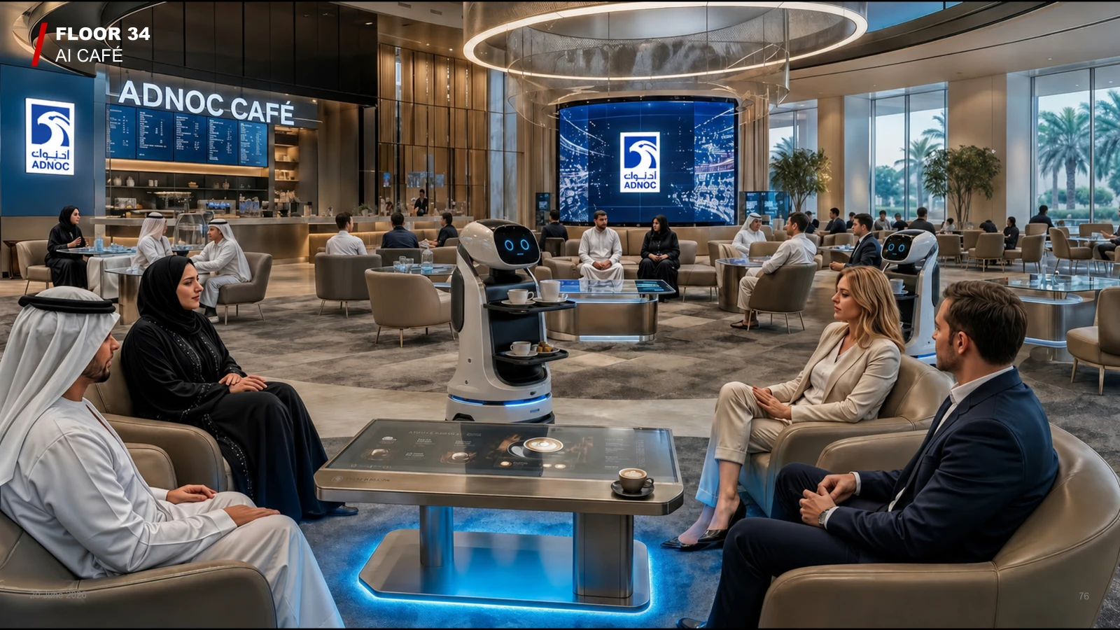 Paravision proposed ADNOC Offshore AI Café hospitality room design