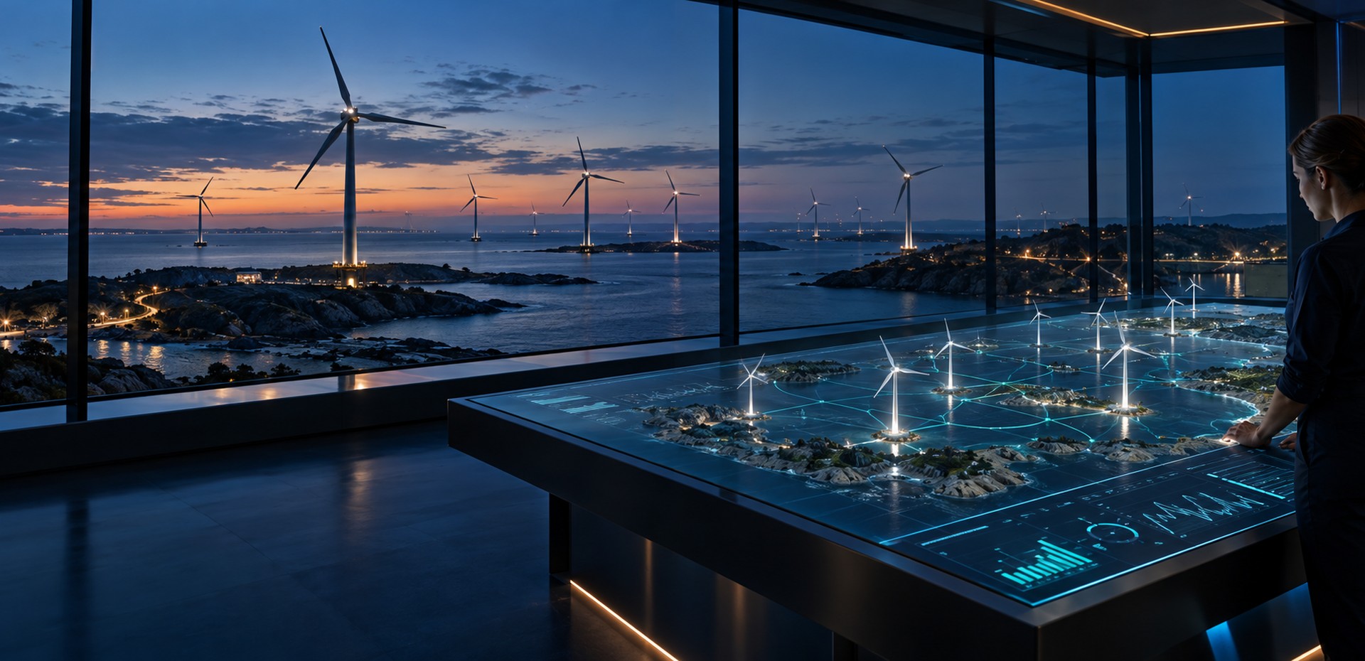 Wind-energy operations center connecting turbines to their digital twin