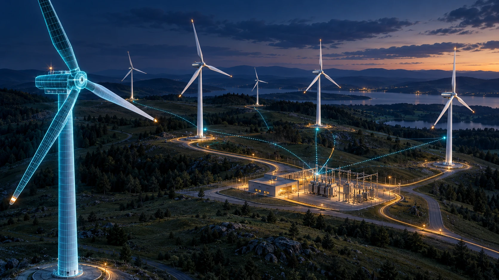 Wind park digital twin visual reference